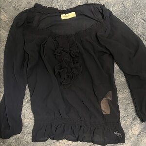 Abercrombie & Fitch Navy Blue Ruffle Blouse
